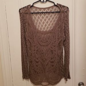 Long sleeved sheer top